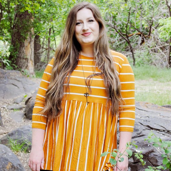 Mustard Striped Ruffle Shirt - Picture 3 of 4